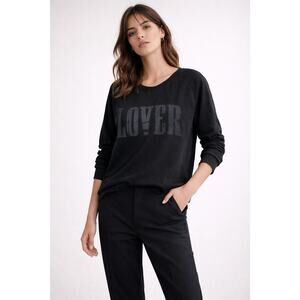 Haute Hippie Black “LOVER” Graphic Sweatshirt Top Long Sleeve Women’s XS
